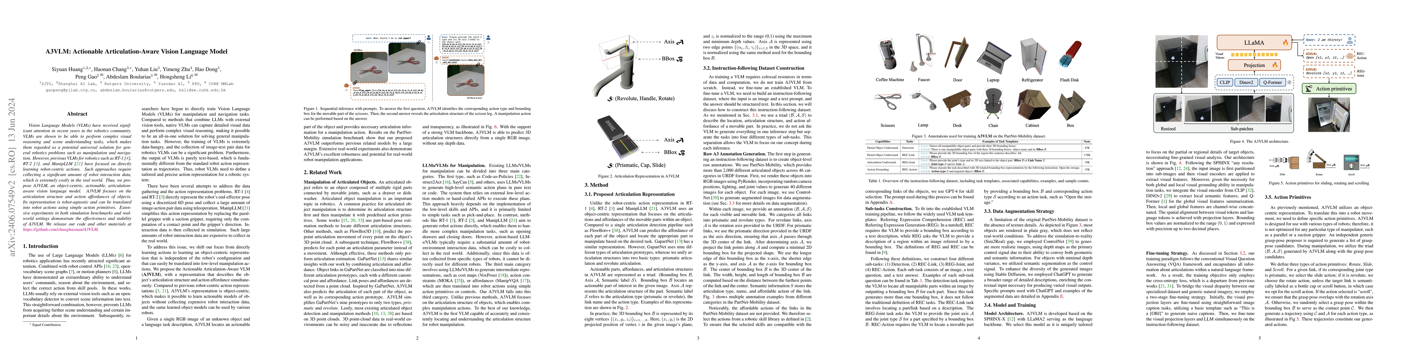 Thumbnail for A3VLM: Actionable Articulation-Aware Vision Language Model