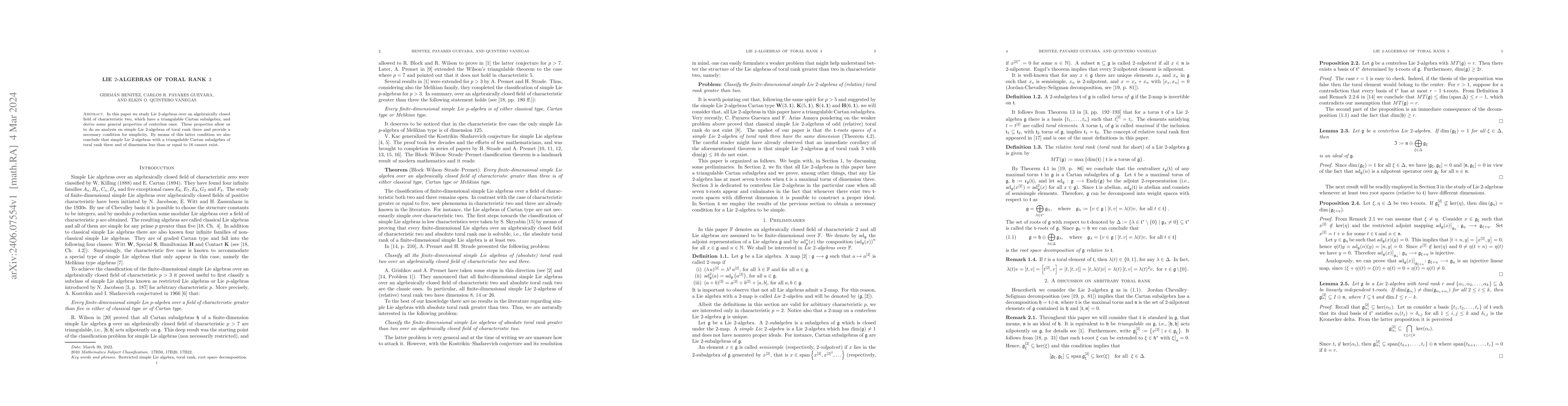 Thumbnail for Lie 2-algebras of toral rank 3