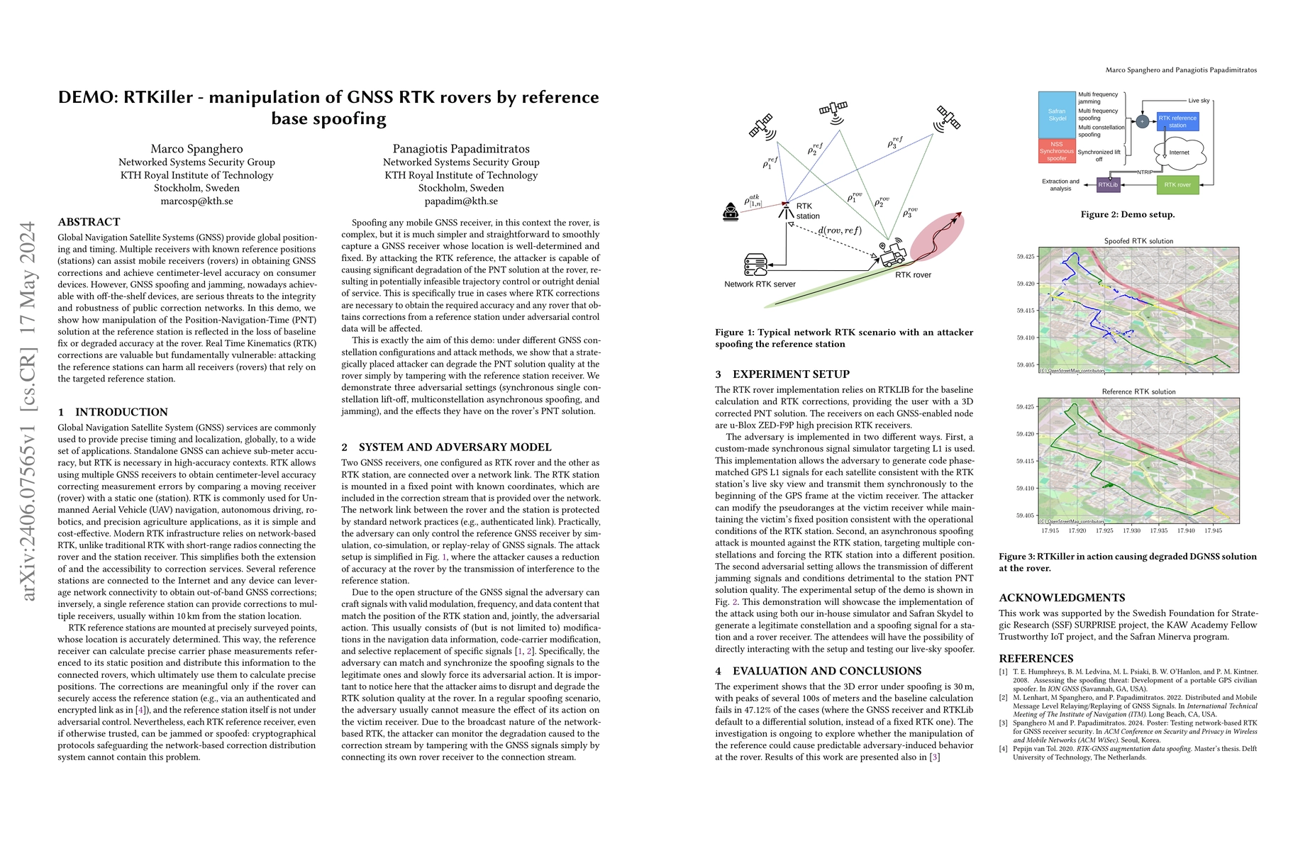 Thumbnail for DEMO: RTKiller -- manipulation of GNSS RTK rovers by reference base
  spoofing