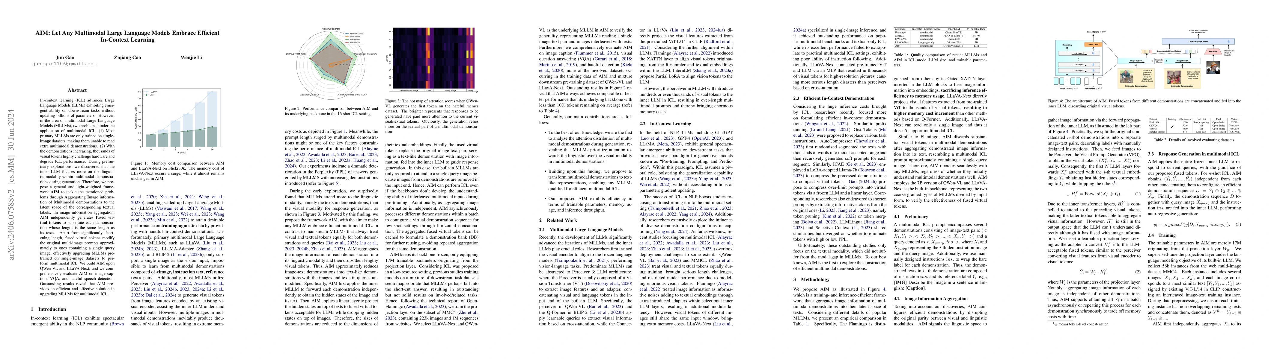 Thumbnail for AIM: Let Any Multi-modal Large Language Models Embrace Efficient
  In-Context Learning