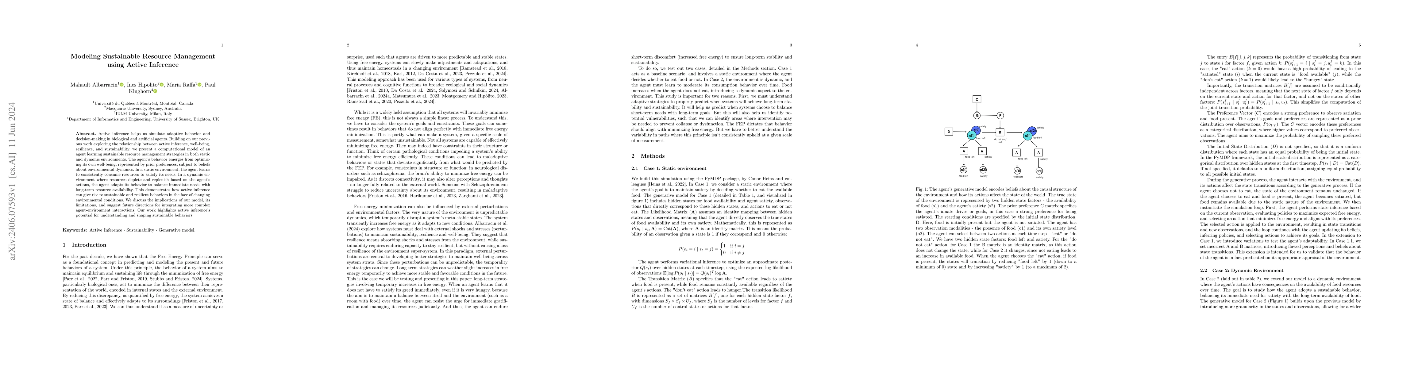 Thumbnail for Modeling Sustainable Resource Management using Active Inference