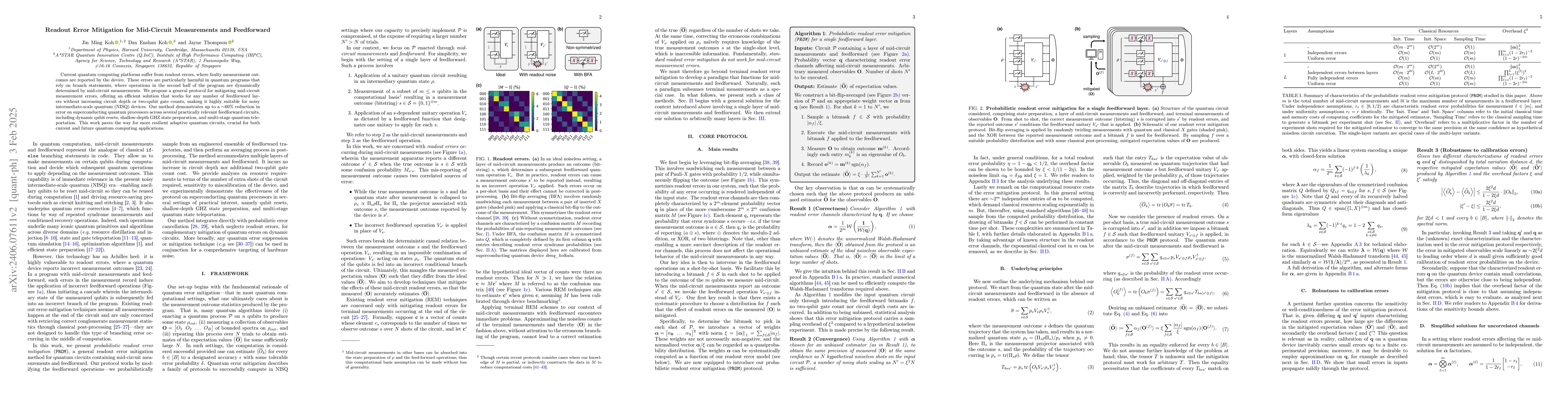 Thumbnail for Readout Error Mitigation for Mid-Circuit Measurements and Feedforward