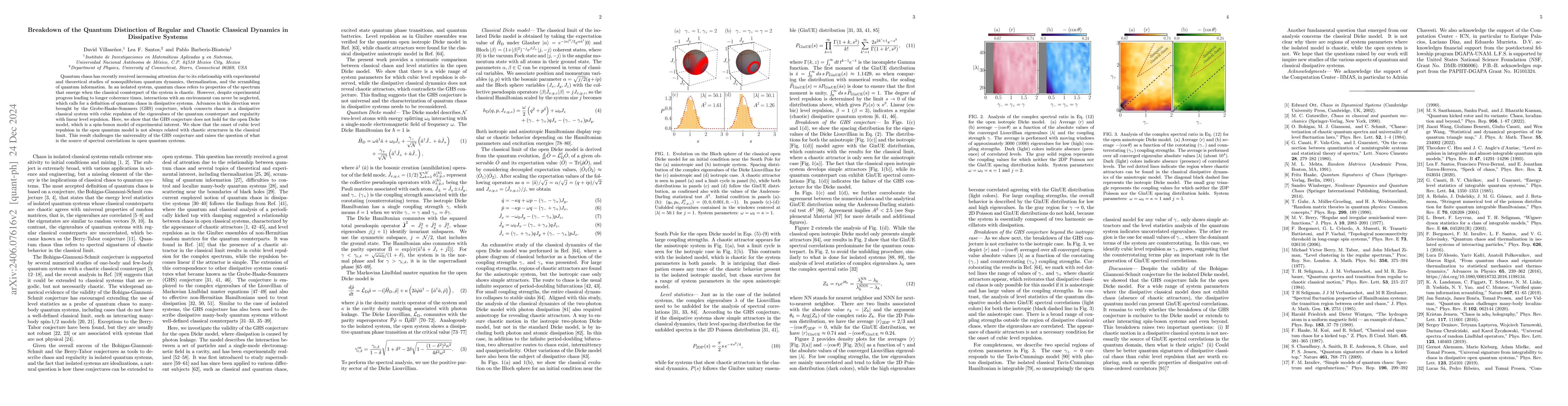 Thumbnail for Breakdown of the quantum distinction of regular and chaotic classical
  dynamics in dissipative systems