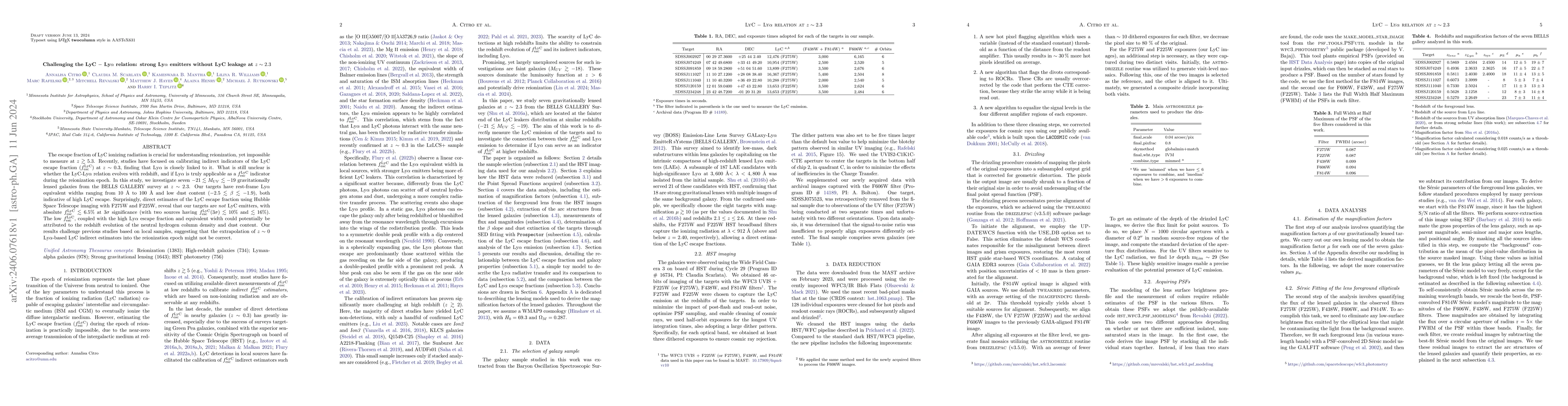 Thumbnail for Challenging the LyC-Ly$\alpha$ relation: strong Ly$\alpha$ emitters
  without LyC leakage at z $\sim$ 2.3
