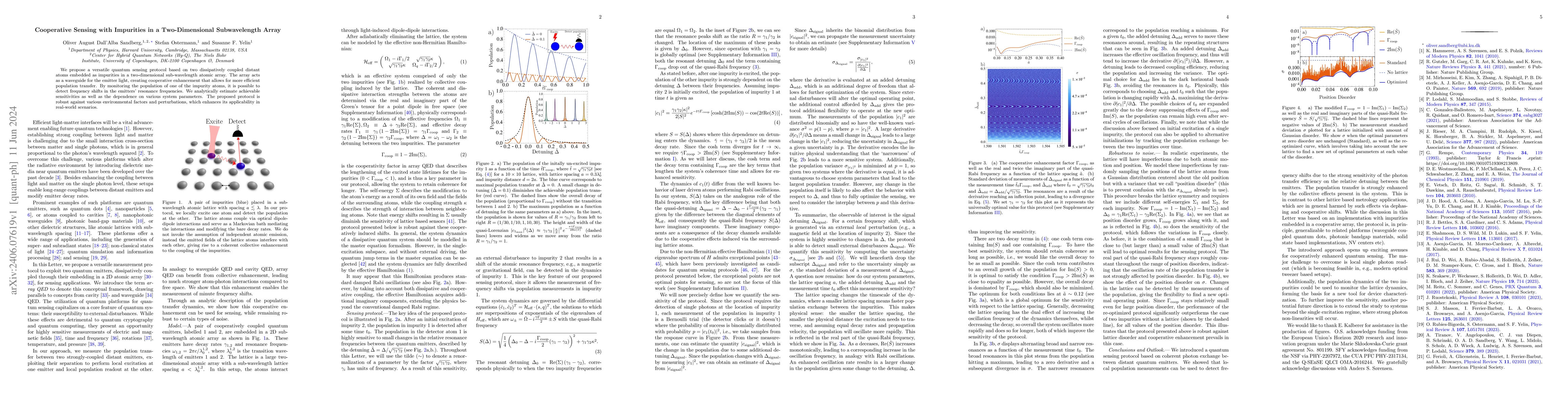 Thumbnail for Cooperative Sensing with Impurities in a Two-Dimensional Subwavelength
  Array
