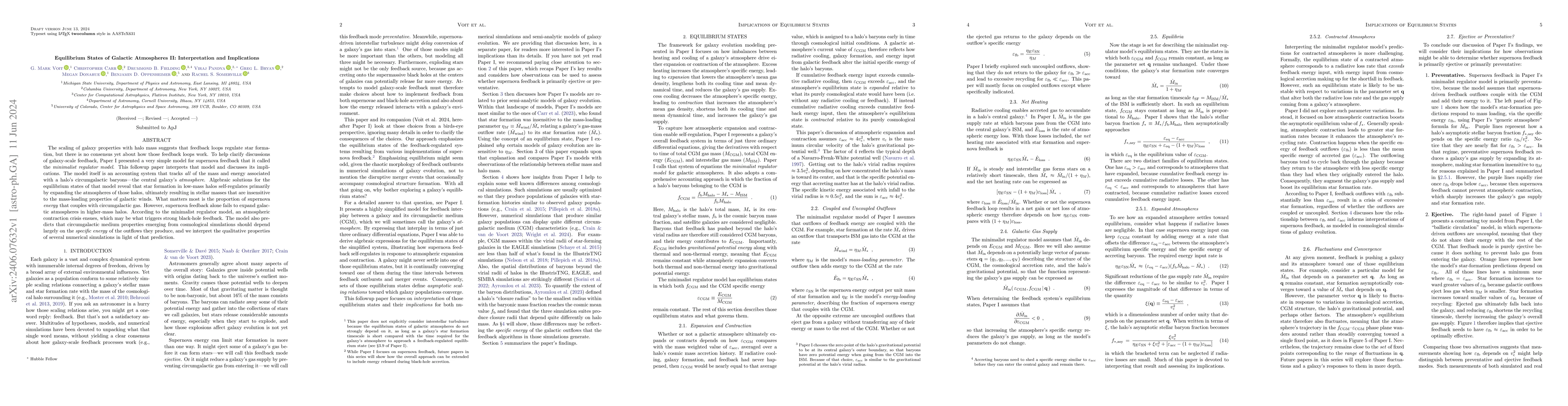 Thumbnail for Equilibrium States of Galactic Atmospheres II: Interpretation and
  Implications