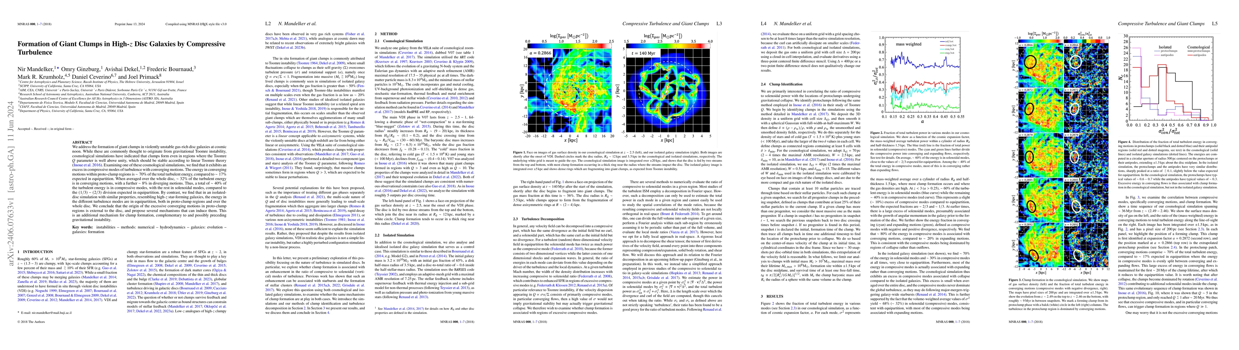 Thumbnail for Formation of Giant Clumps in High-$z$ Disc Galaxies by Compressive
  Turbulence