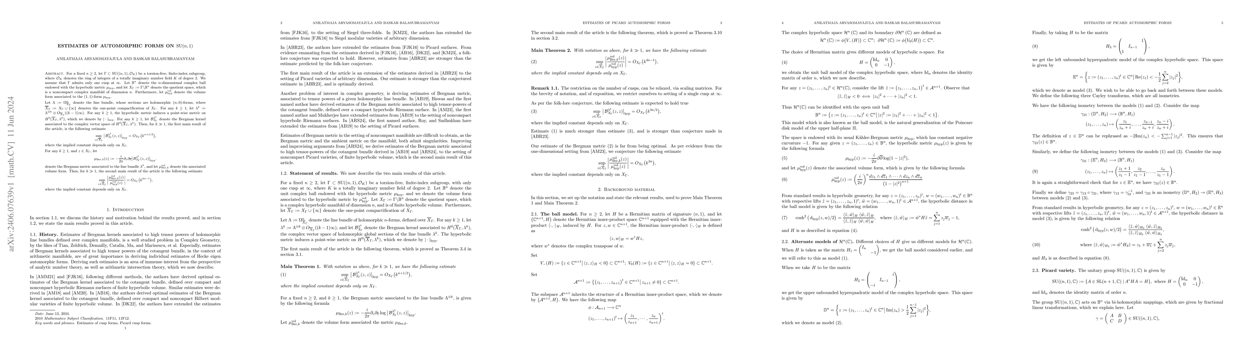 Thumbnail for Estimates of automorphic forms on $\mathrm{SU}(n,1)$