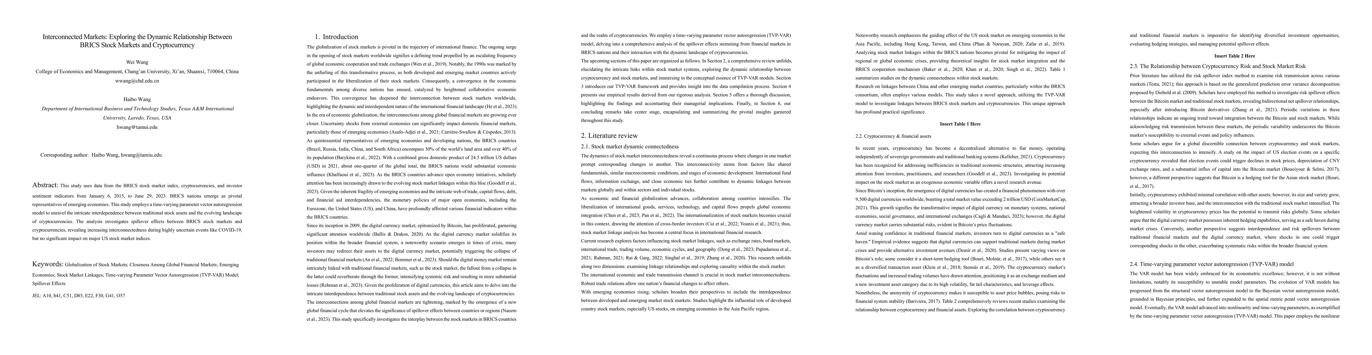 Thumbnail for Interconnected Markets: Exploring the Dynamic Relationship Between BRICS
  Stock Markets and Cryptocurrency