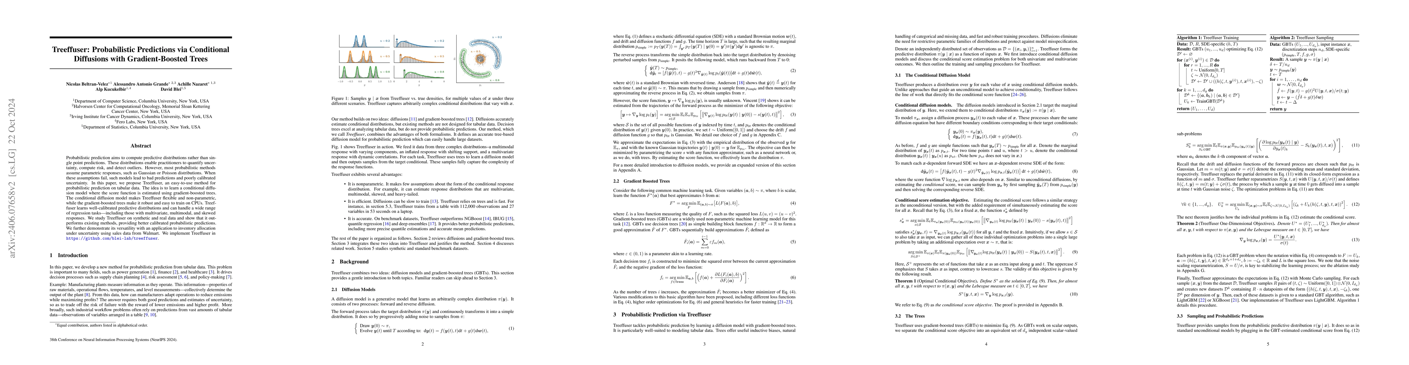 Thumbnail for Treeffuser: Probabilistic Predictions via Conditional Diffusions with
  Gradient-Boosted Trees