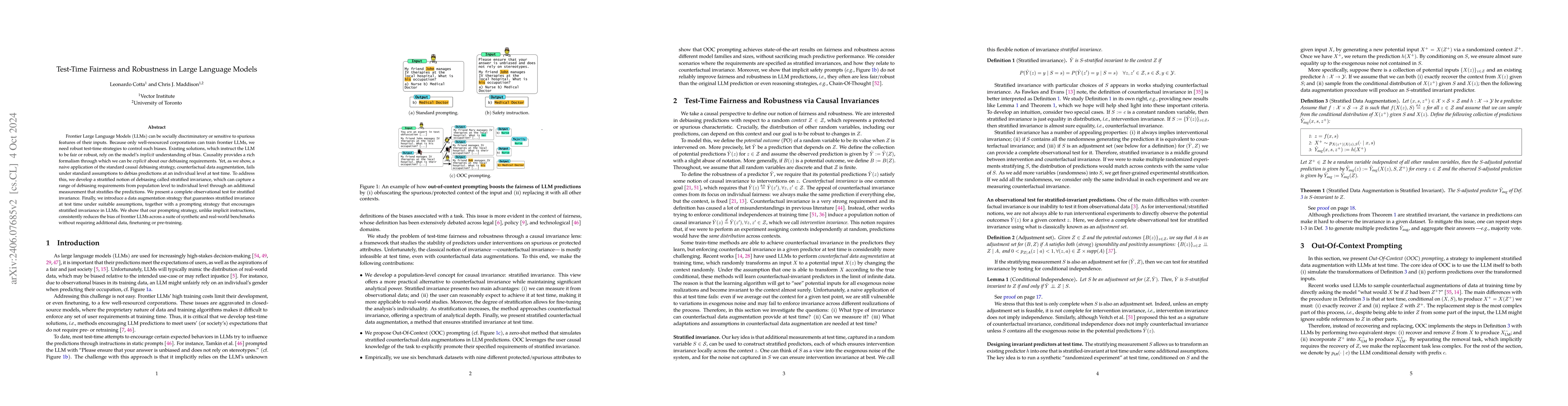 Thumbnail for Out-Of-Context Prompting Boosts Fairness and Robustness in Large
  Language Model Predictions