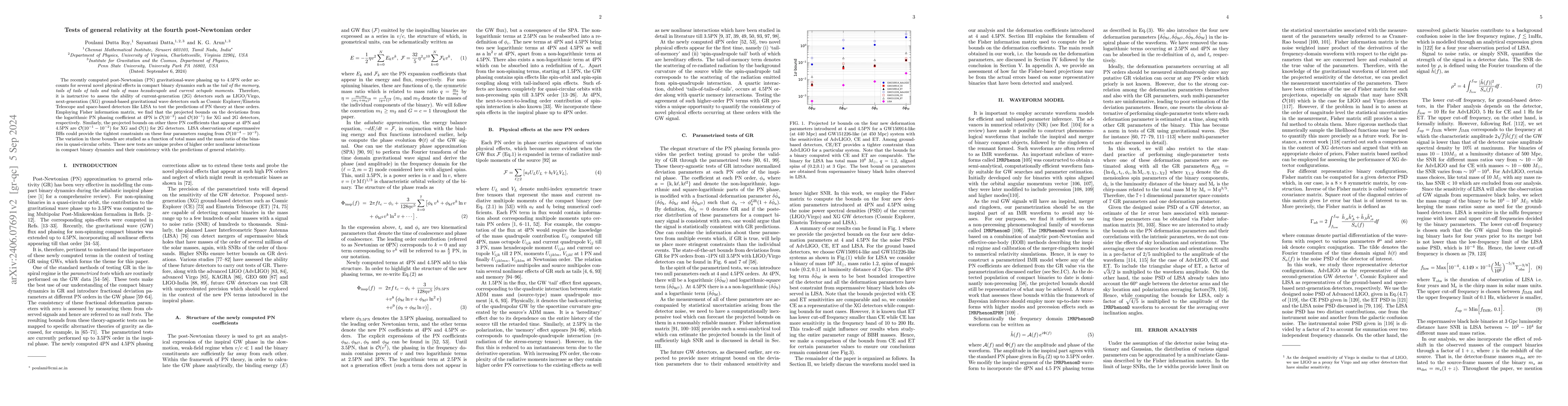 Thumbnail for Tests of general relativity at the fourth post-Newtonian order