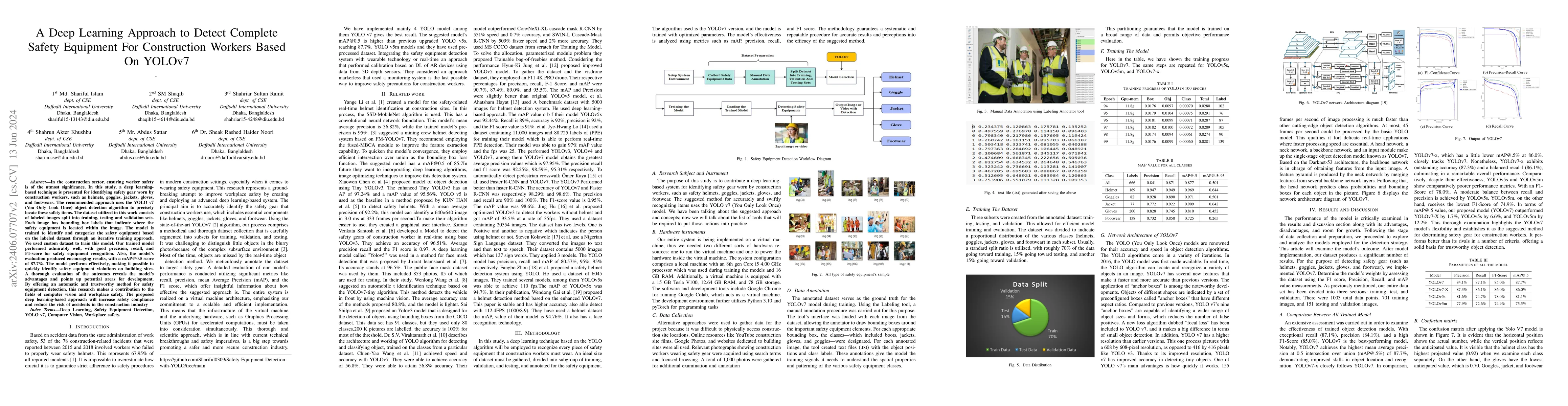 Thumbnail for A Deep Learning Approach to Detect Complete Safety Equipment For
  Construction Workers Based On YOLOv7
