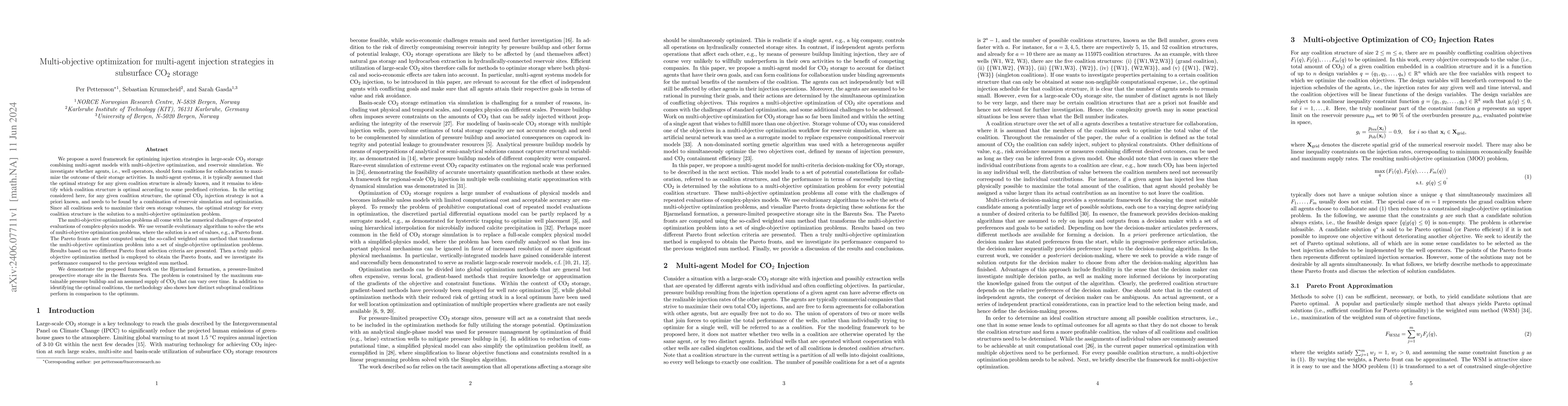 Thumbnail for Multi-objective optimization for multi-agent injection strategies in
  subsurface CO$_2$ storage