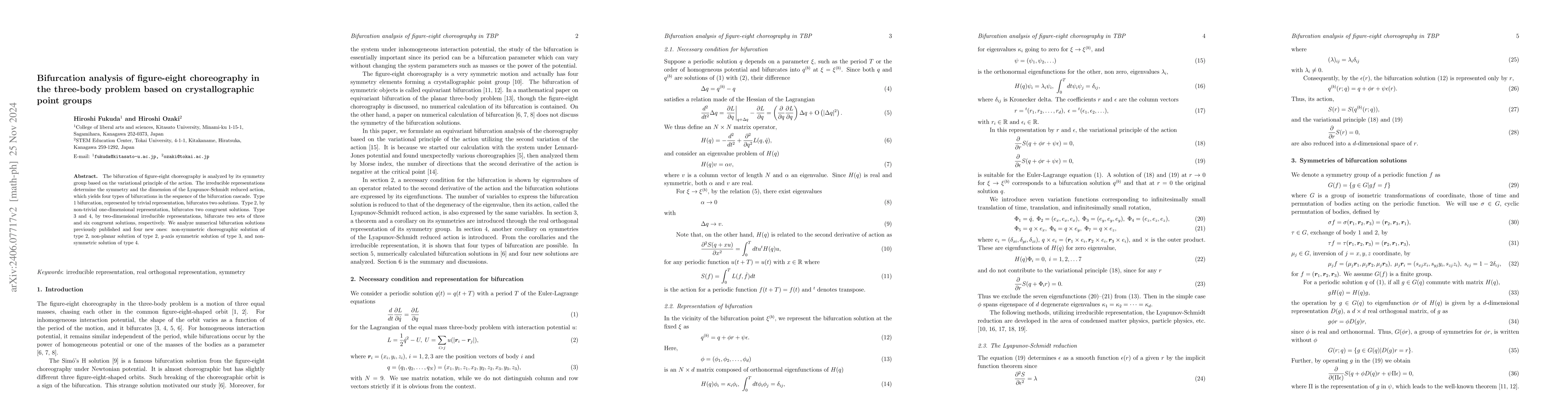 Thumbnail for Bifurcation analysis of figure-eight choreography in the three-body
  problem based on crystallographic point groups