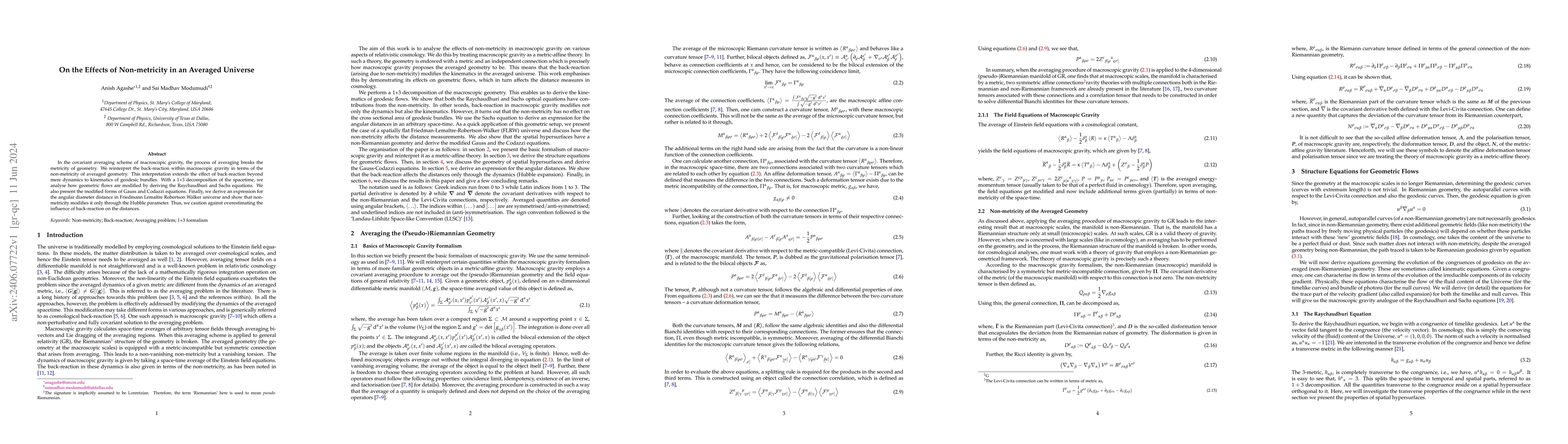 Thumbnail for On the Effects of Non-metricity in an Averaged Universe