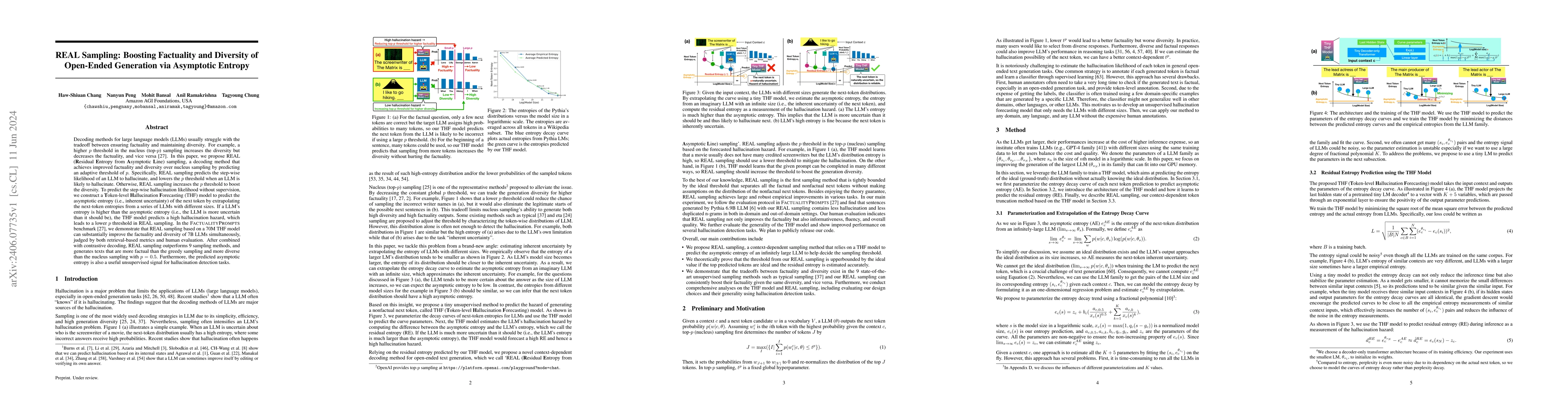 Thumbnail for REAL Sampling: Boosting Factuality and Diversity of Open-Ended
  Generation via Asymptotic Entropy