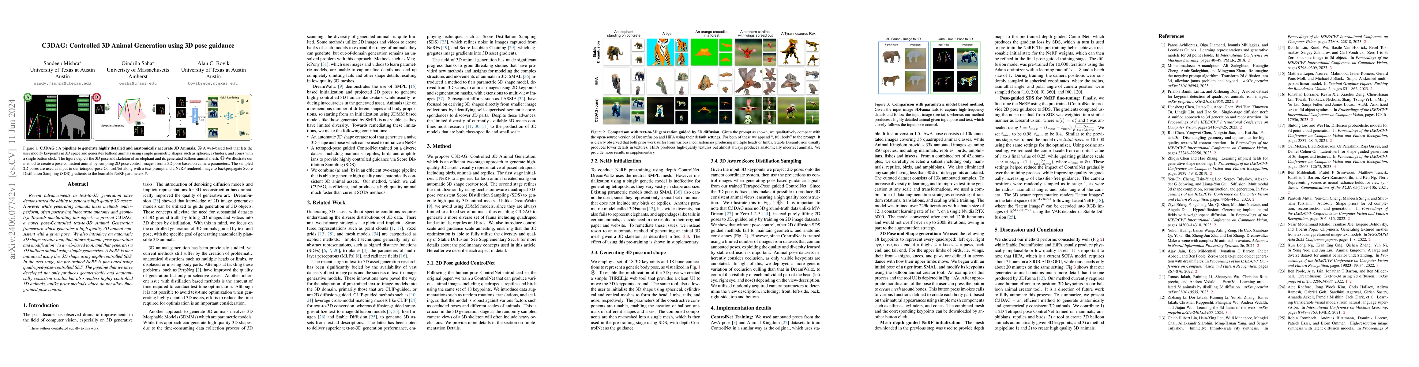 Thumbnail for C3DAG: Controlled 3D Animal Generation using 3D pose guidance