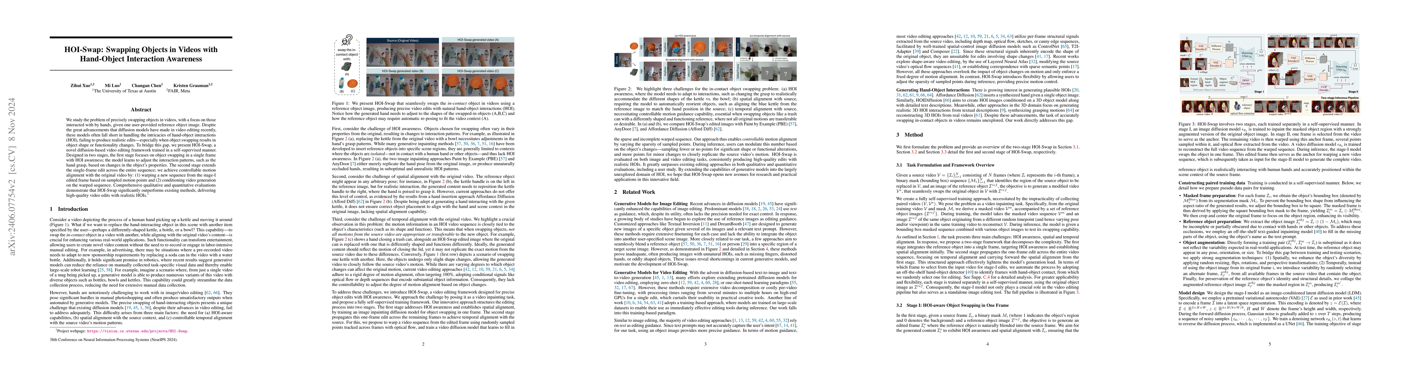 Thumbnail for HOI-Swap: Swapping Objects in Videos with Hand-Object Interaction
  Awareness