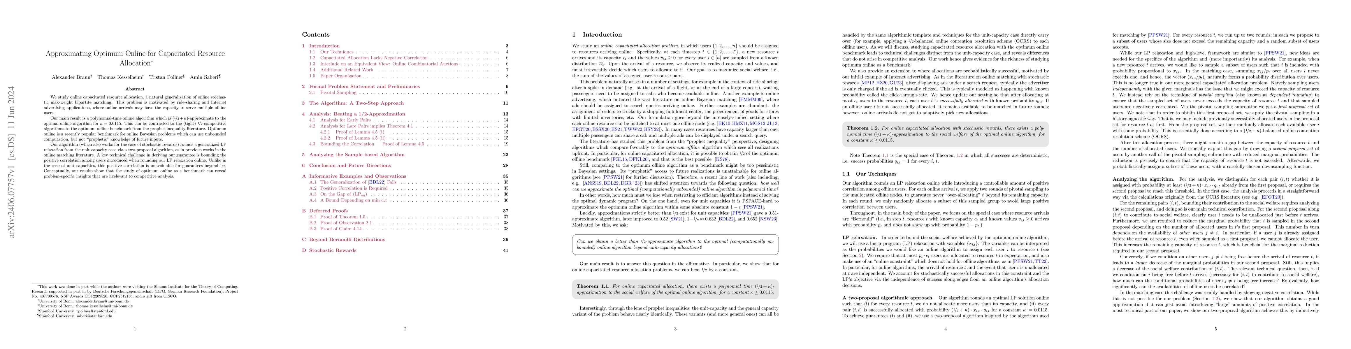 Thumbnail for Approximating Optimum Online for Capacitated Resource Allocation