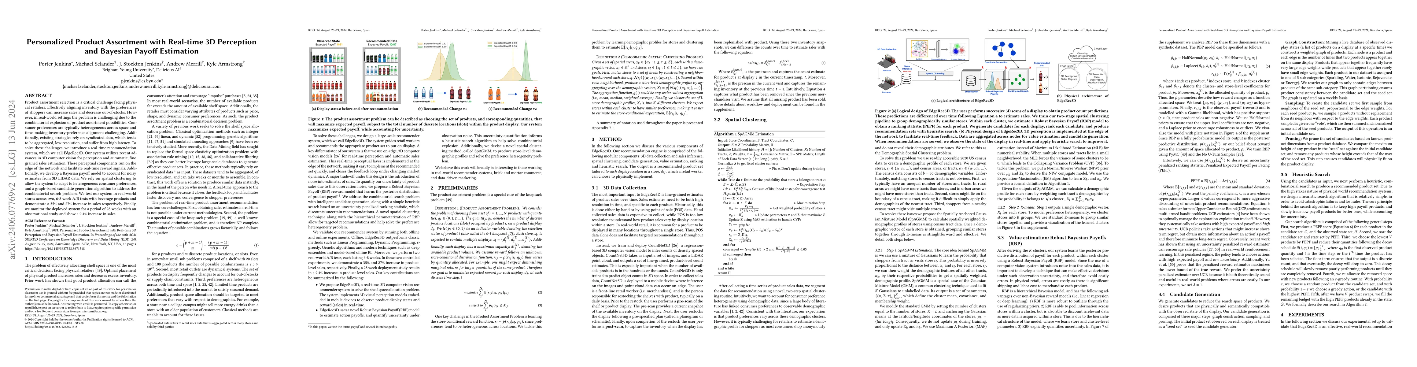 Thumbnail for Personalized Product Assortment with Real-time 3D Perception and
  Bayesian Payoff Estimation