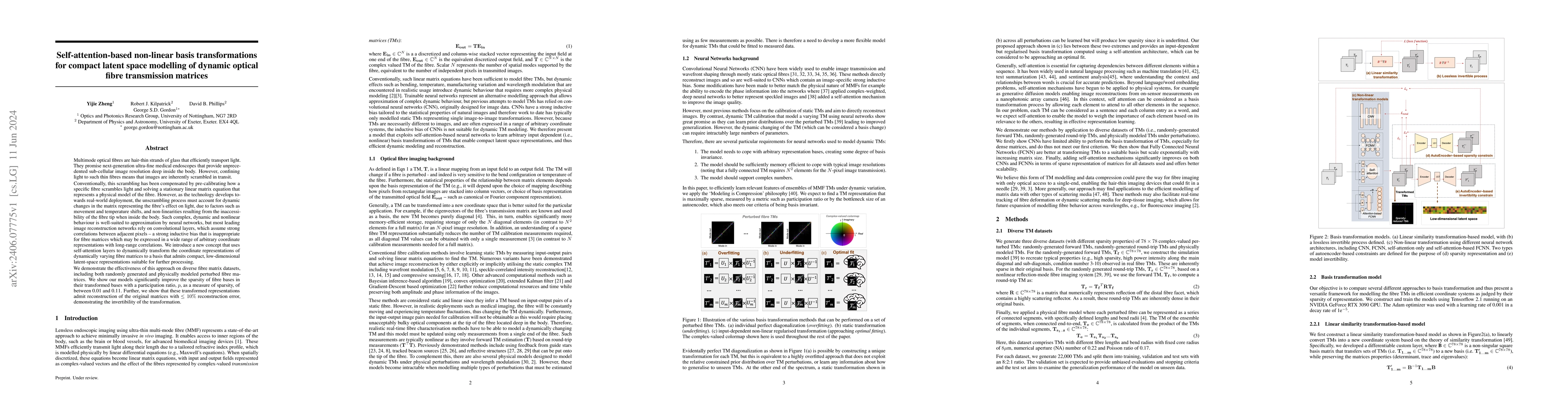 Thumbnail for Self-attention-based non-linear basis transformations for compact latent
  space modelling of dynamic optical fibre transmission matrices