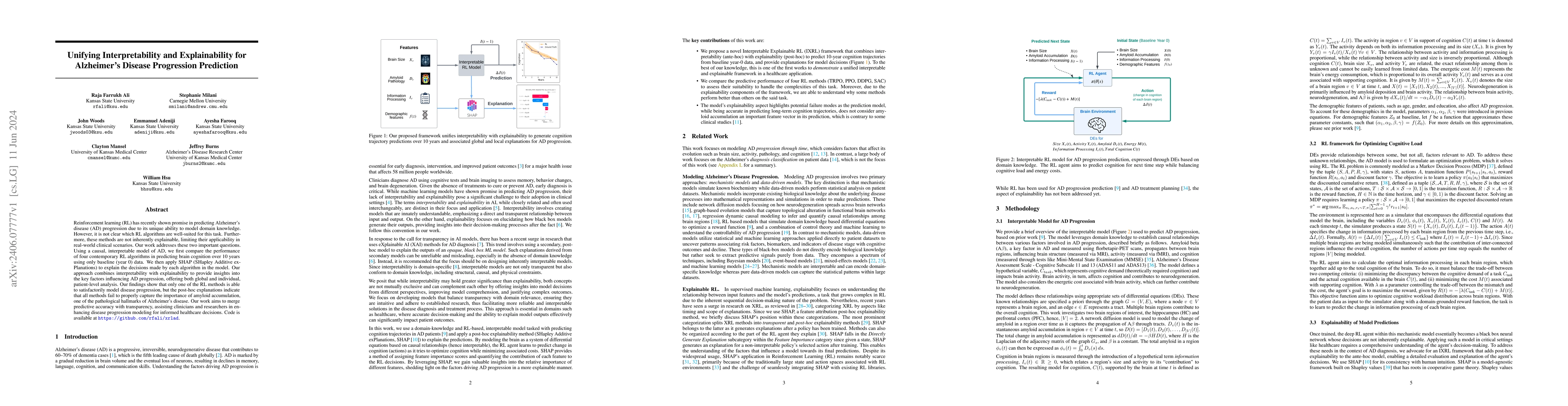 Thumbnail for Unifying Interpretability and Explainability for Alzheimer's Disease
  Progression Prediction