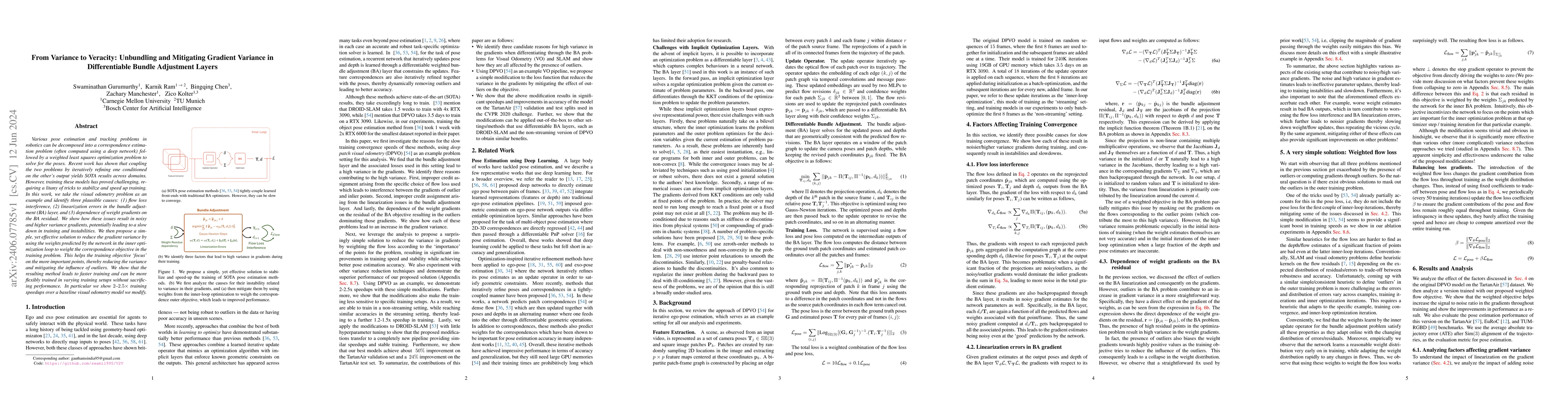 Thumbnail for From Variance to Veracity: Unbundling and Mitigating Gradient Variance
  in Differentiable Bundle Adjustment Layers