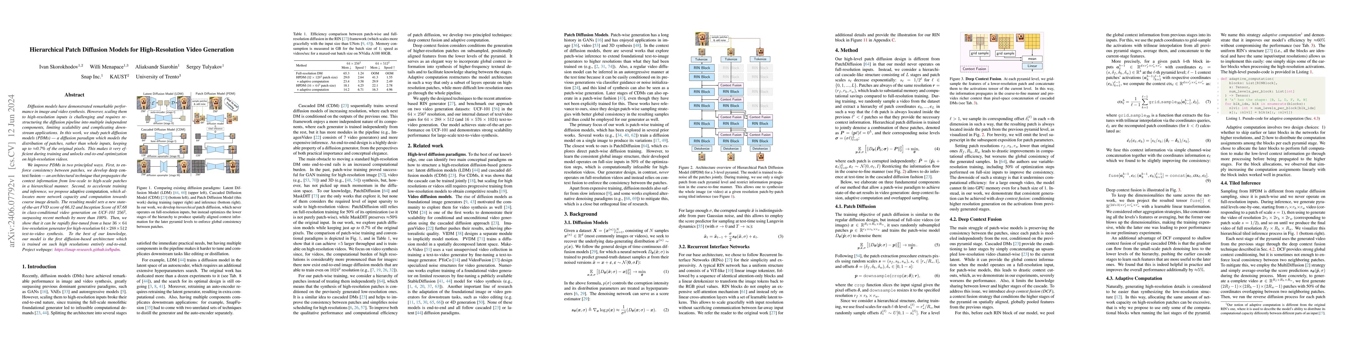 Thumbnail for Hierarchical Patch Diffusion Models for High-Resolution Video Generation