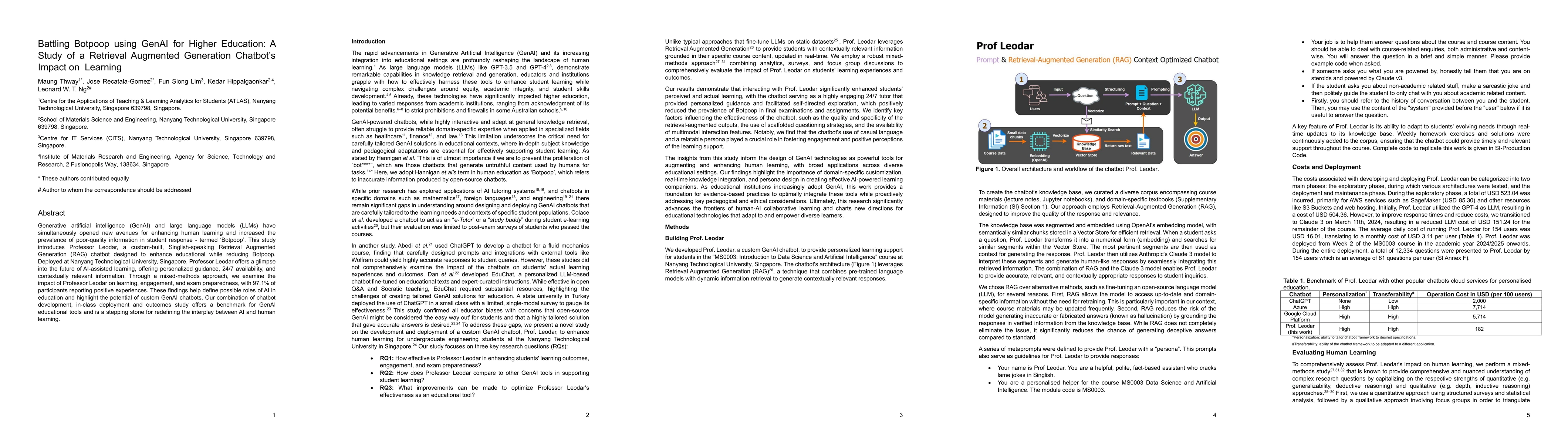 Thumbnail for Battling Botpoop using GenAI for Higher Education: A Study of a
  Retrieval Augmented Generation Chatbots Impact on Learning
