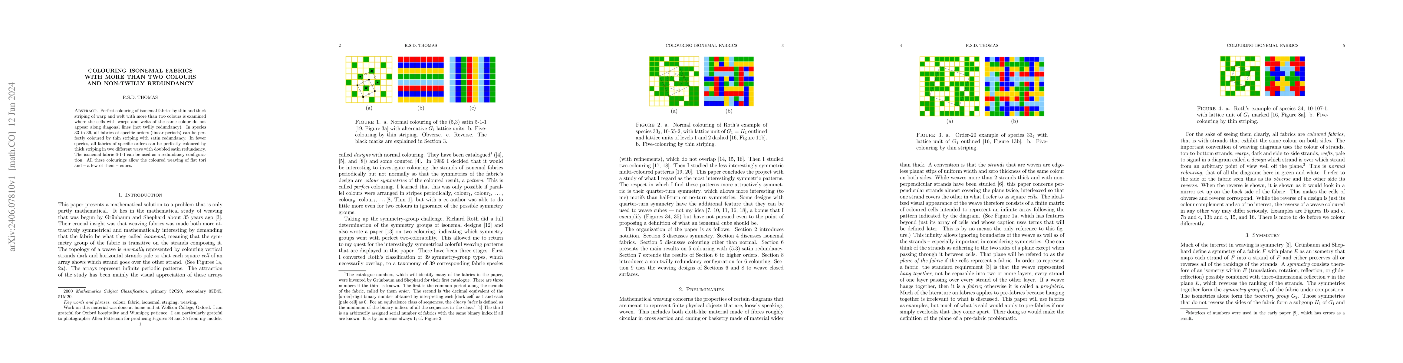 Thumbnail for Colouring isonemal fabrics with more than two colours and non-twilly
  redundancy