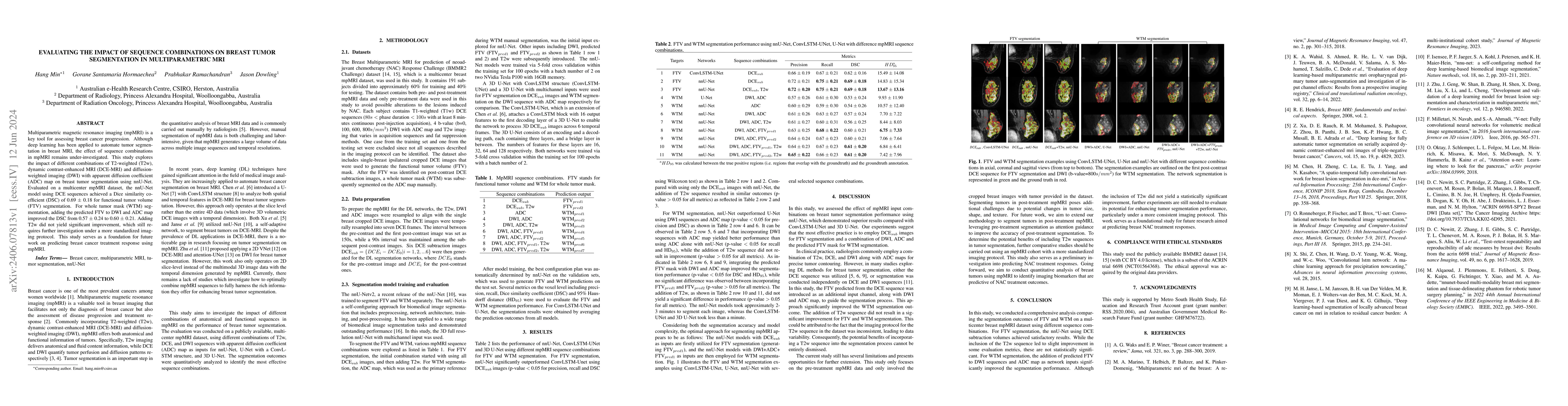 Thumbnail for Evaluating the Impact of Sequence Combinations on Breast Tumor
  Segmentation in Multiparametric MRI