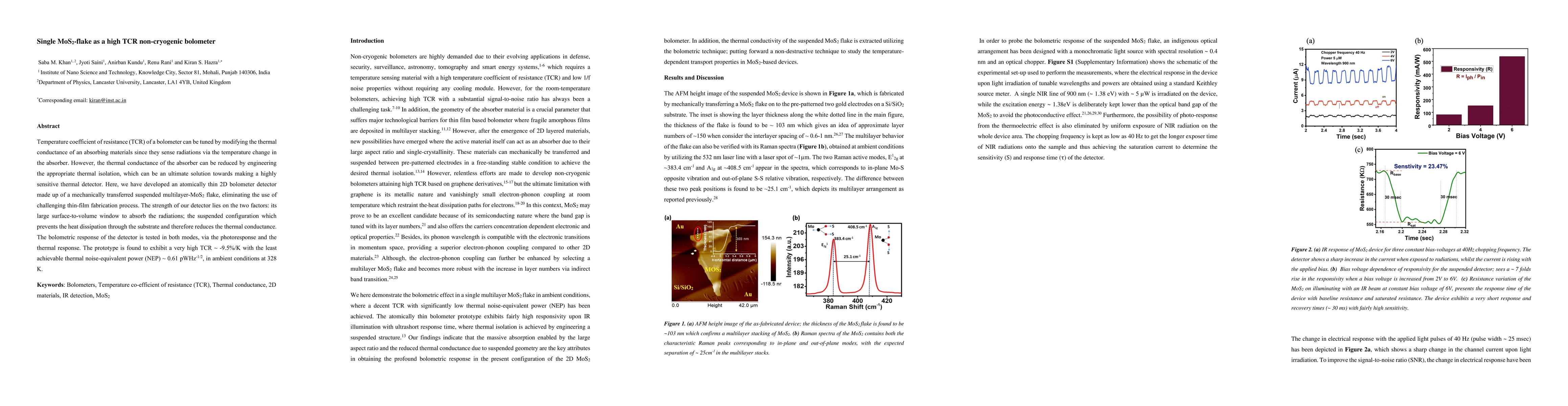 Thumbnail for Single MoS2-flake as a high TCR non-cryogenic bolometer