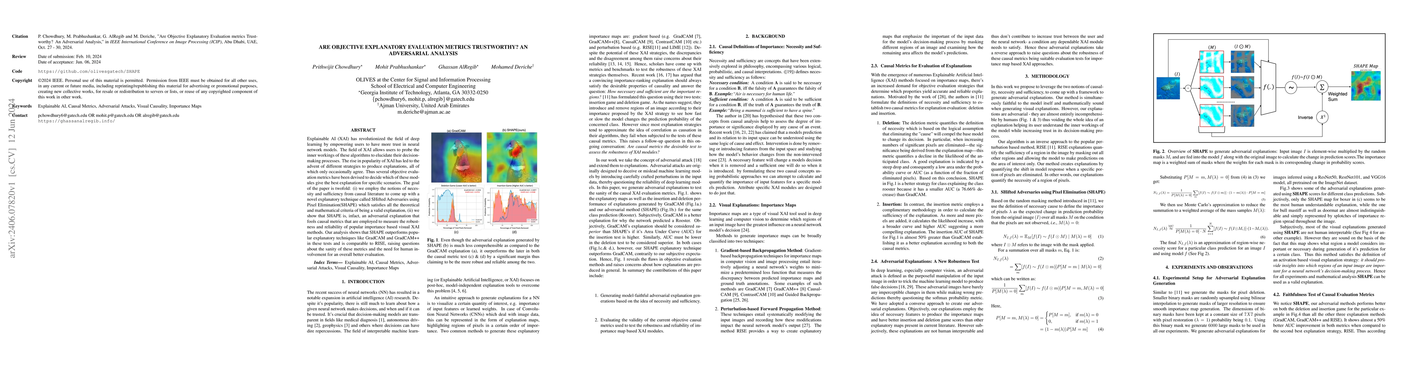 Thumbnail for Are Objective Explanatory Evaluation metrics Trustworthy? An Adversarial
  Analysis