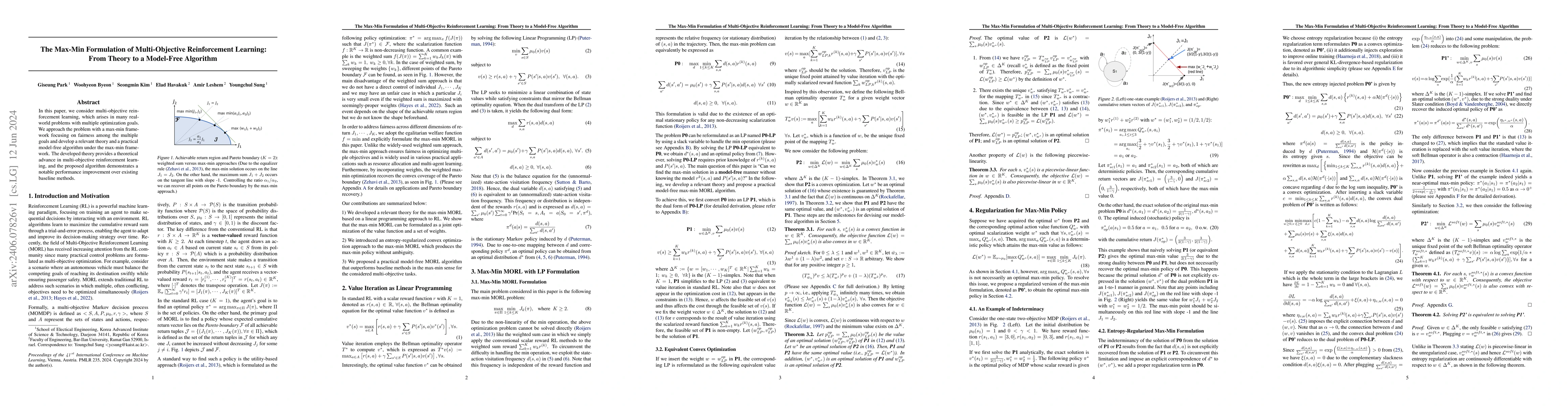 Thumbnail for The Max-Min Formulation of Multi-Objective Reinforcement Learning: From
  Theory to a Model-Free Algorithm