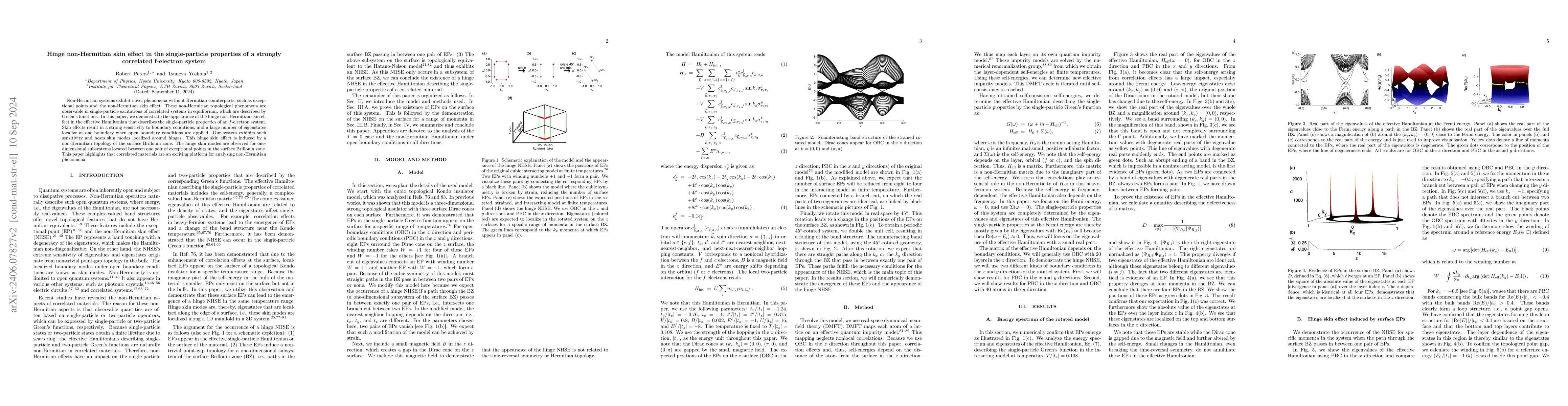 Thumbnail for Hinge non-Hermitian skin effect in the single-particle properties of a
  strongly correlated f-electron system