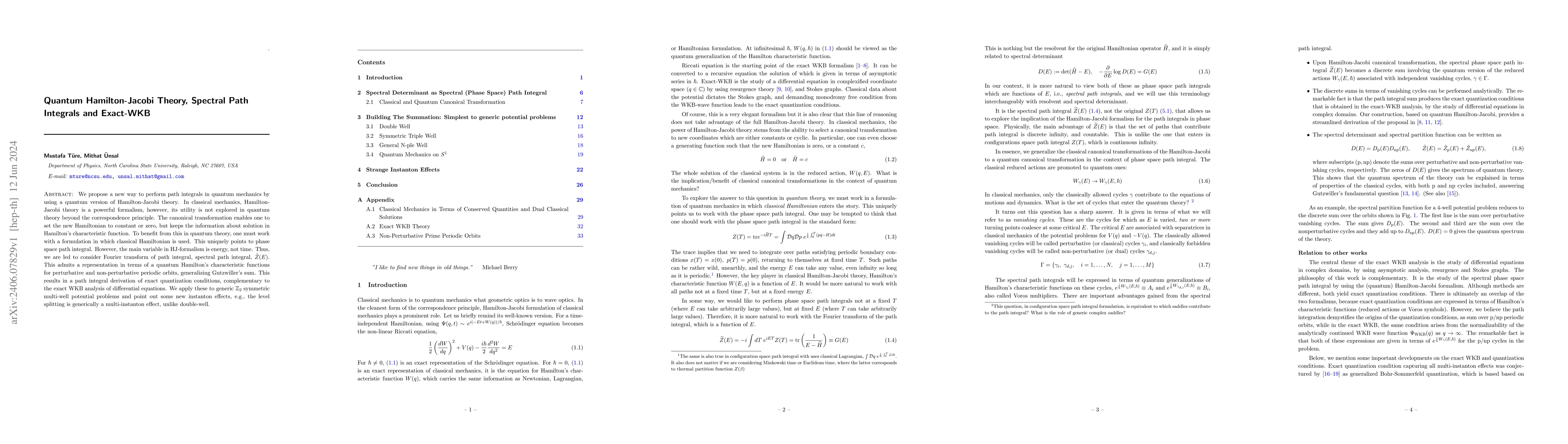 Thumbnail for Quantum Hamilton-Jacobi Theory, Spectral Path Integrals and Exact-WKB
