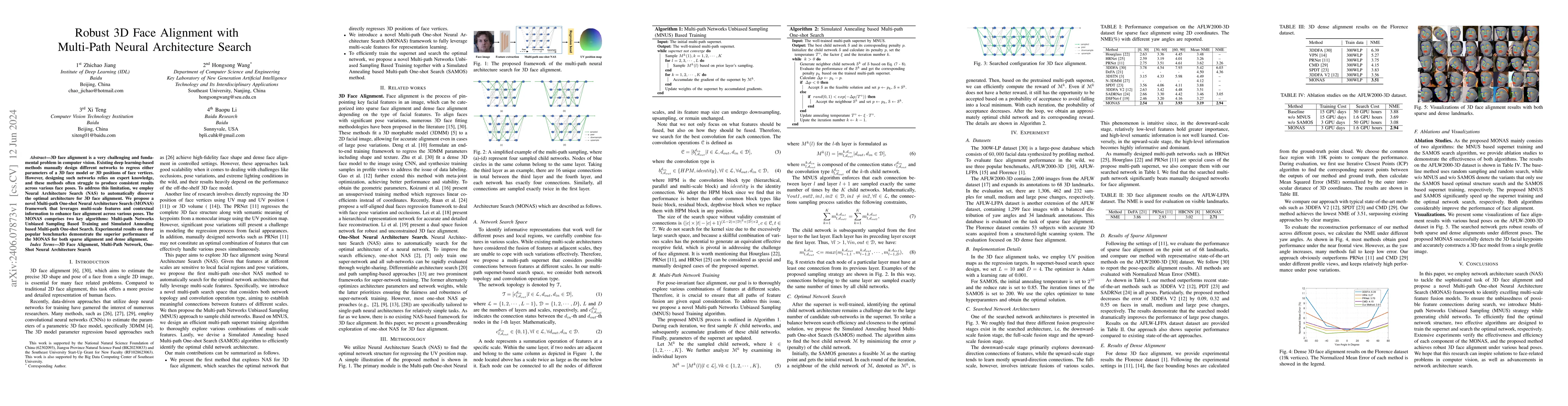 Thumbnail for Robust 3D Face Alignment with Multi-Path Neural Architecture Search