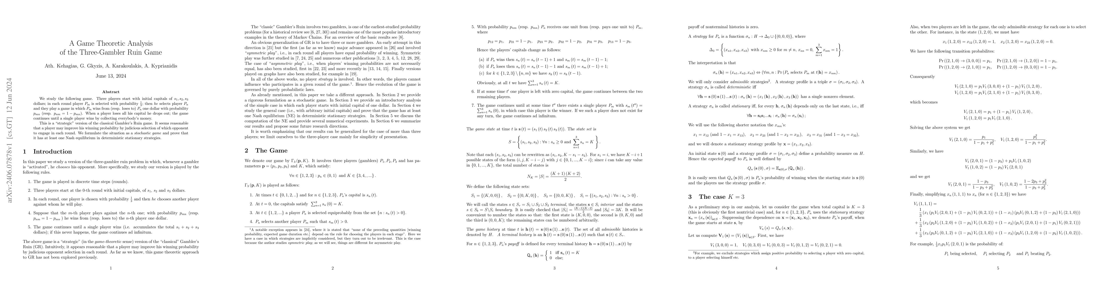 Thumbnail for A Game Theoretic Analysis of the Three-Gambler Ruin Game