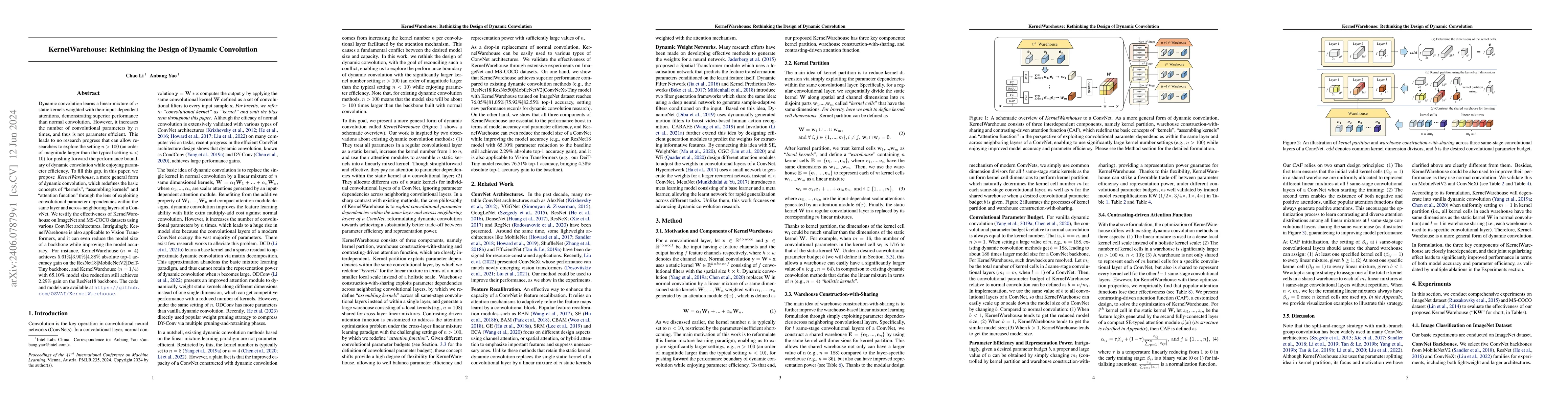 Thumbnail for KernelWarehouse: Rethinking the Design of Dynamic Convolution