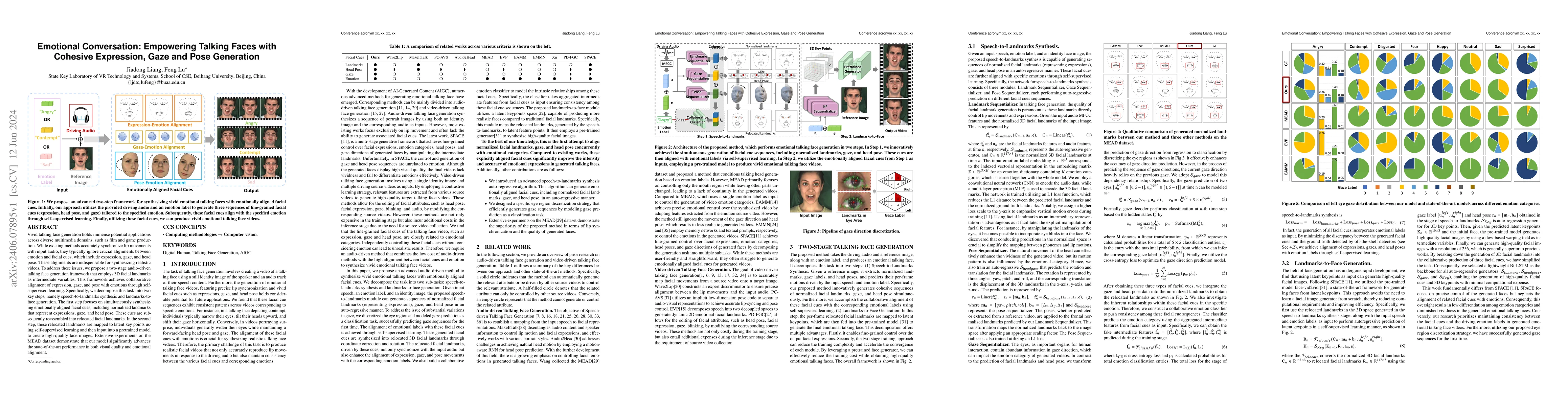 Thumbnail for Emotional Conversation: Empowering Talking Faces with Cohesive
  Expression, Gaze and Pose Generation