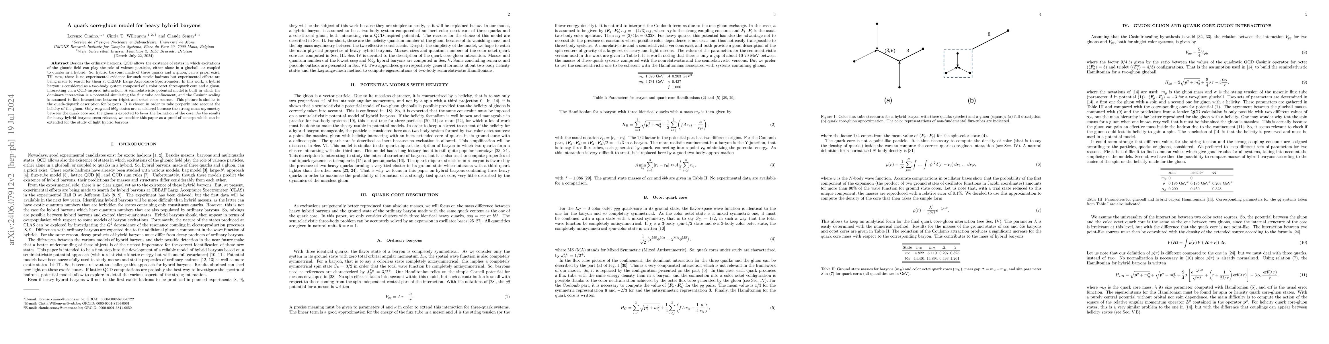 Thumbnail for A quark core-gluon model for heavy hybrid baryons