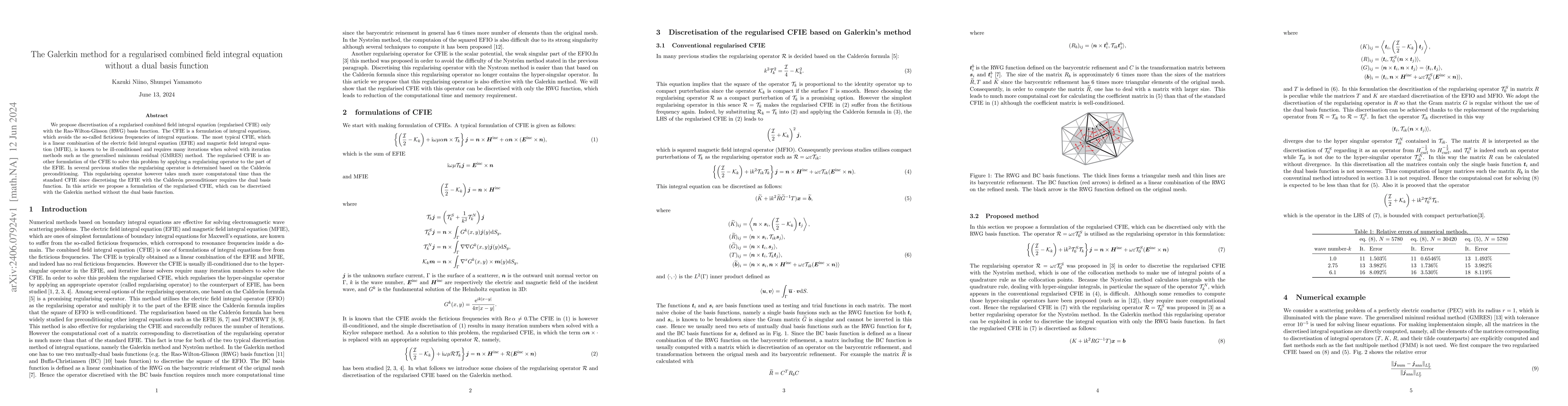 Thumbnail for The Galerkin method for a regularised combined field integral equation
  without a dual basis function