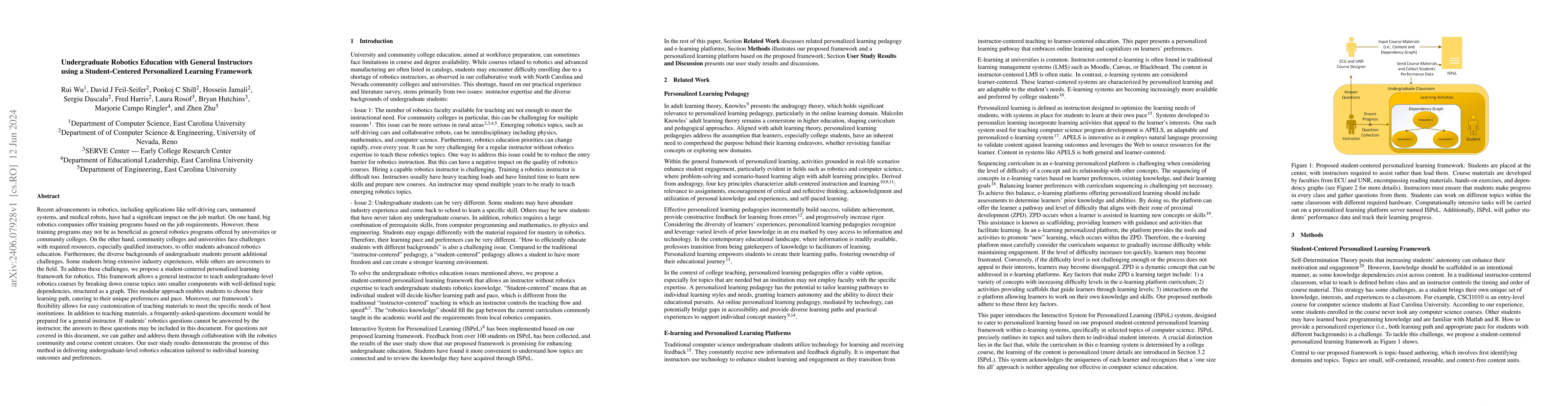 Thumbnail for Undergraduate Robotics Education with General Instructors using a
  Student-Centered Personalized Learning Framework