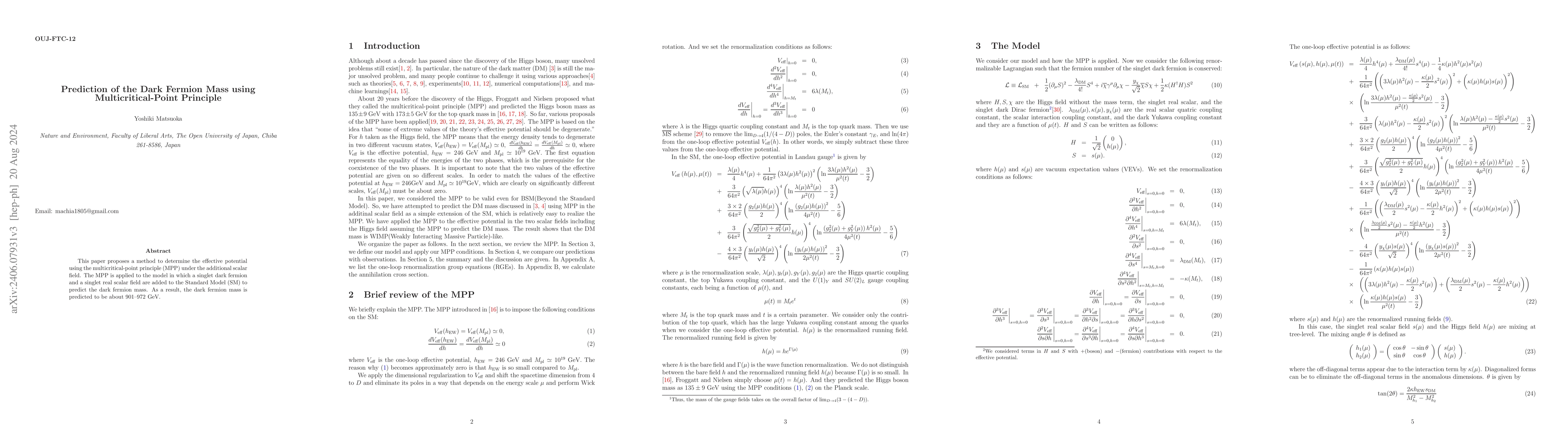 Thumbnail for Prediction of the Dark Fermion Mass using Multicritical-Point Principle