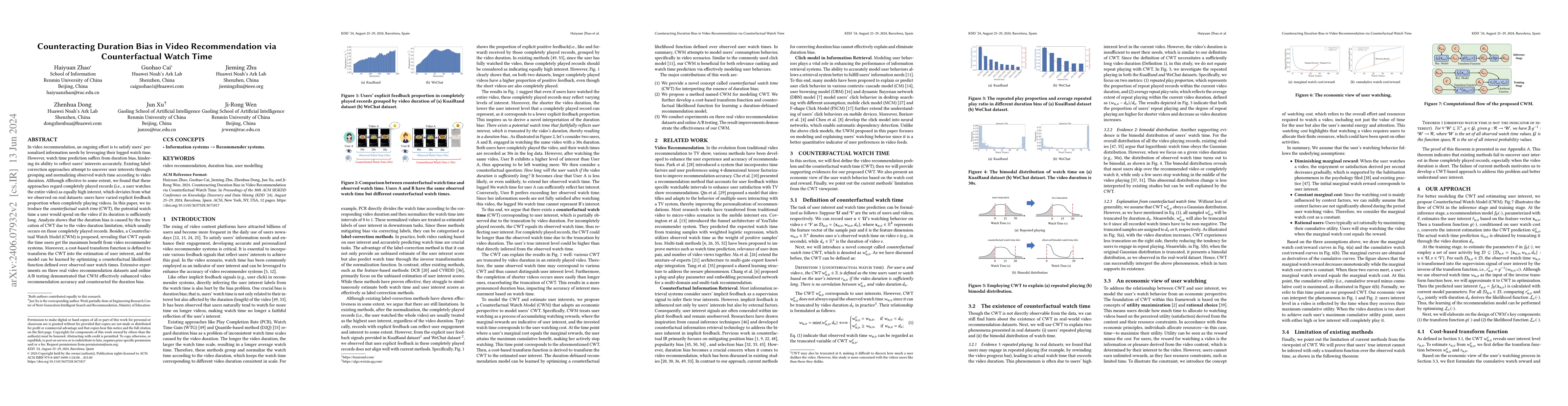 Thumbnail for Counteracting Duration Bias in Video Recommendation via Counterfactual
  Watch Time
