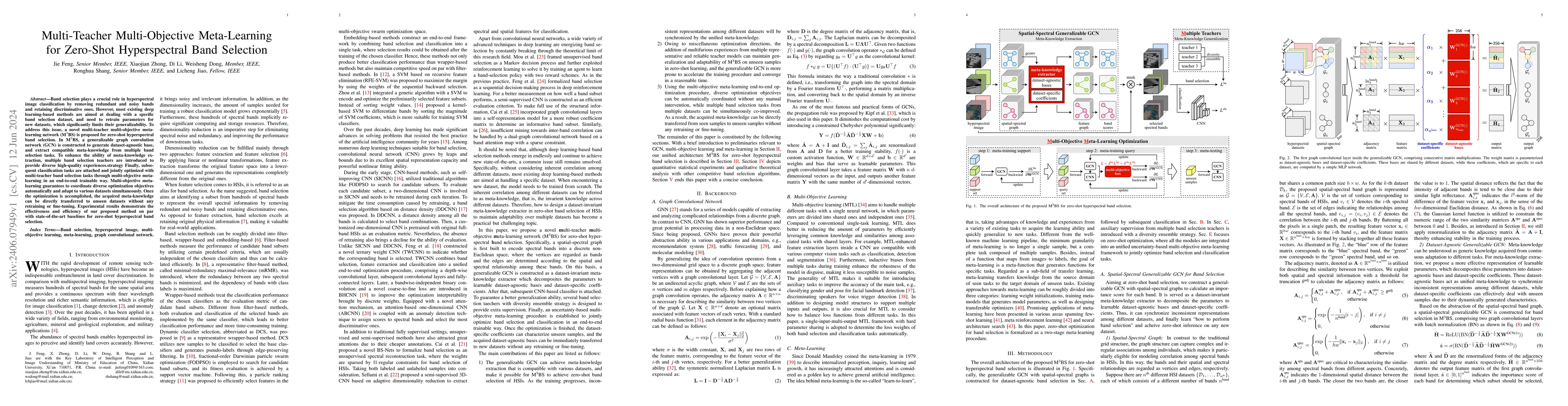 Thumbnail for Multi-Teacher Multi-Objective Meta-Learning for Zero-Shot Hyperspectral
  Band Selection