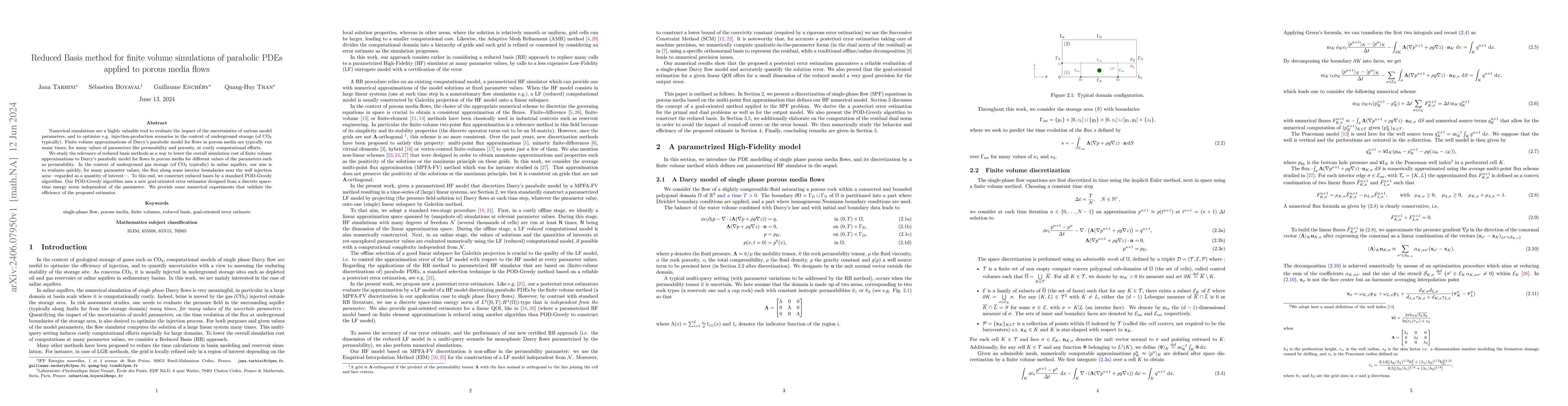 Thumbnail for Reduced Basis method for finite volume simulations of parabolic PDEs
  applied to porous media flows