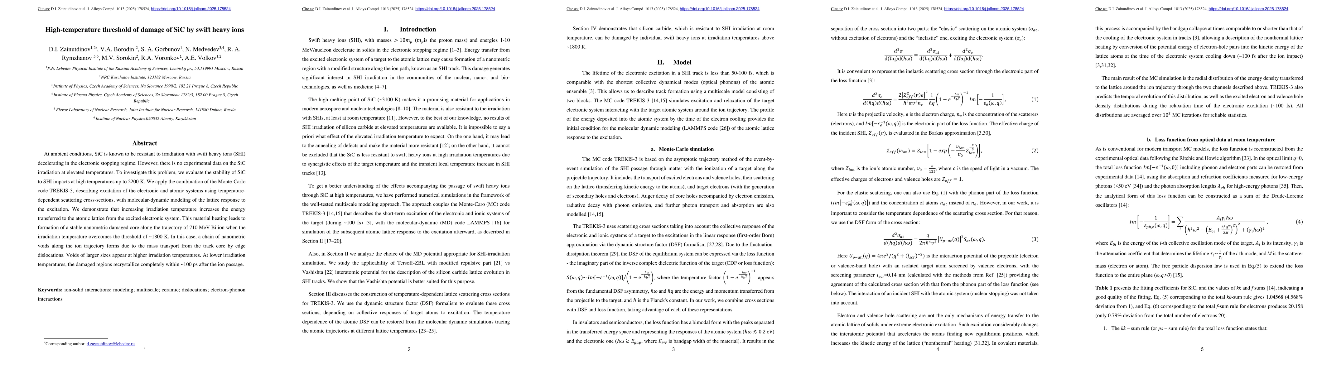 Thumbnail for High-temperature threshold of damage of SiC by swift heavy ions