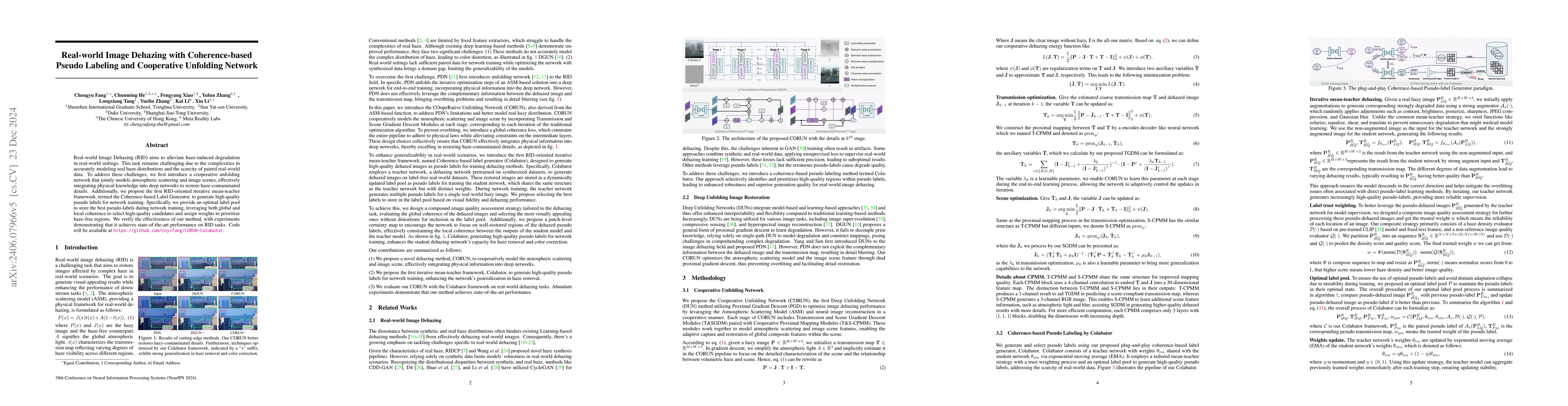 Thumbnail for Real-world Image Dehazing with Coherence-based Label Generator and
  Cooperative Unfolding Network